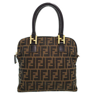 Fendi Zucca Boston Handbag Shoulder Bag Brown
